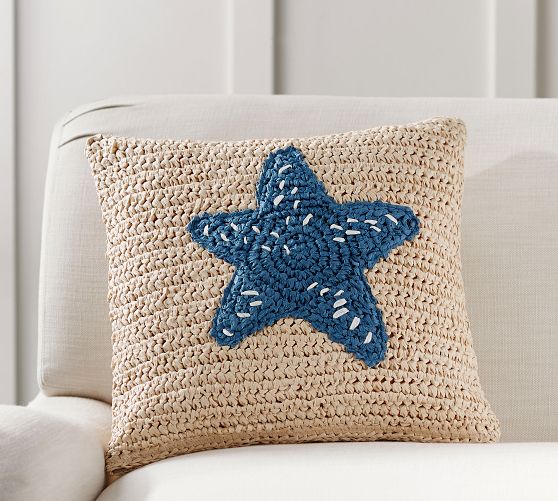 Starfish Icon Embroidered Pillow Cover