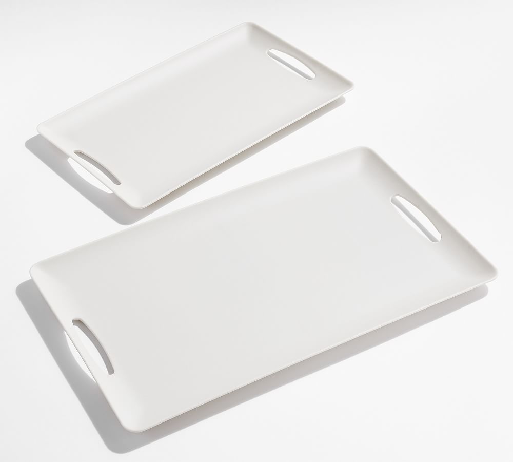 Mason Modern Outdoor Melamine Handled Serving Platters - Set of 2 - Ivory