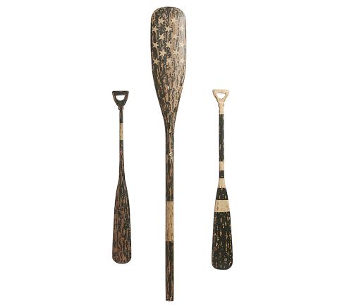 Hanging Wooden Oars, Set of 3