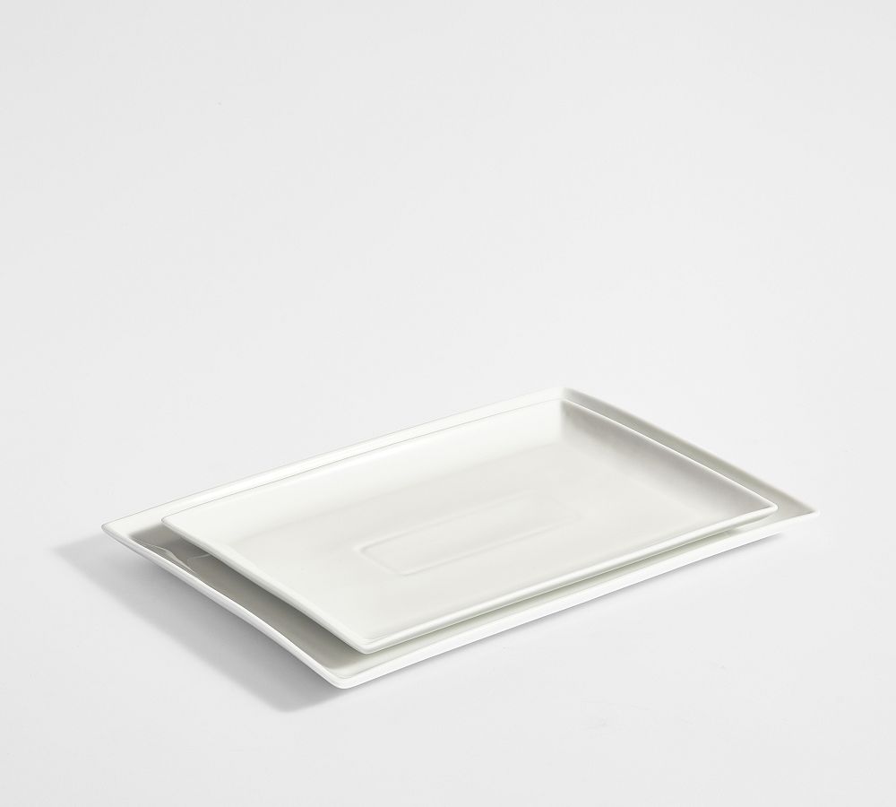 Caterer's Box Nesting Rectangular Serving Platters - Set of 2 - White