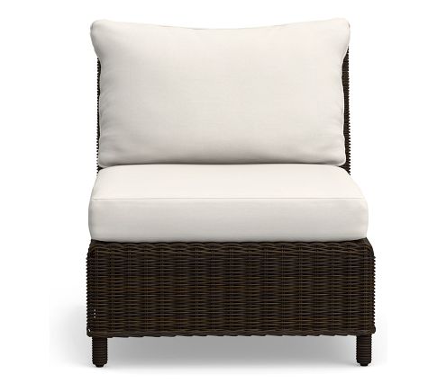 Cushion Cover Only: Torrey Outdoor Sectional Armless Chair RA/LA, High Performance Canvas; Natural