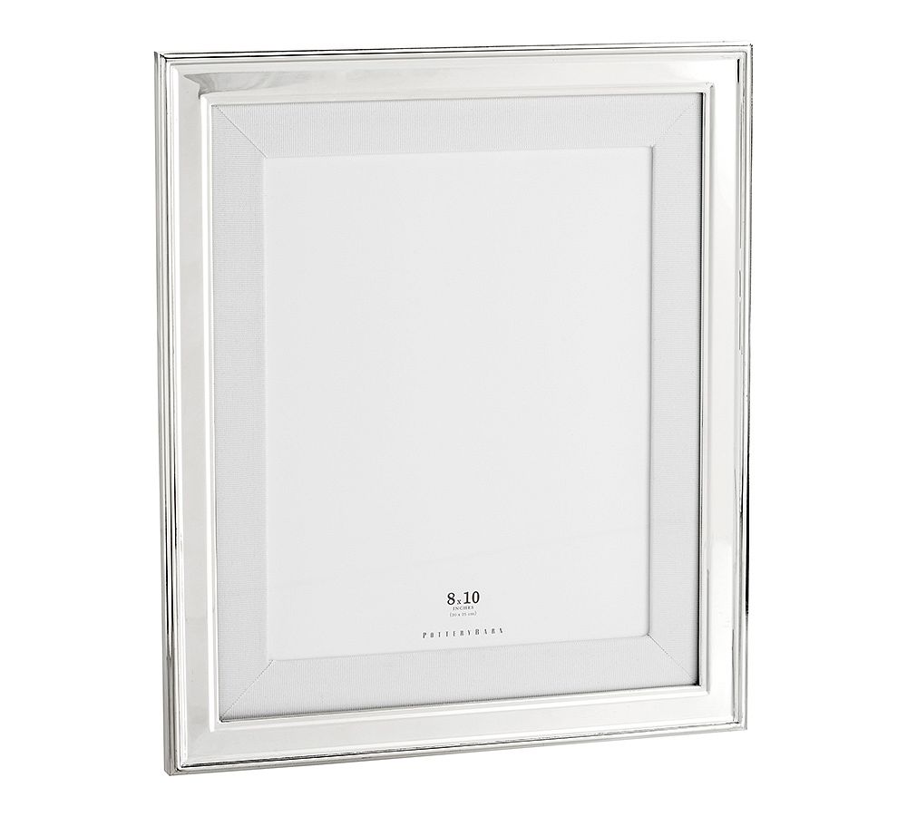 Personalized Silver-Plated Grosgrain Ribbon Mat Frames - 8x10 - White