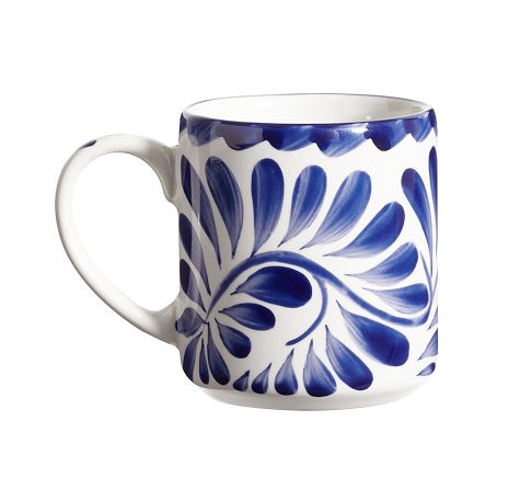 Puebla Porcelain Mug, Set of 4 - Blue