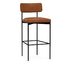 Open Box: Maison Leather Bar Stool (30") - Vintage Caramel, Antique Bronze 