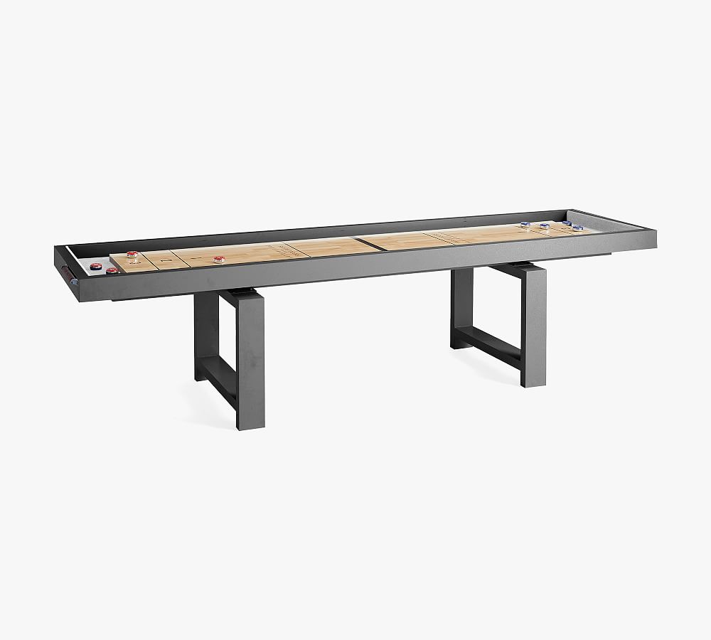 Indio Metal Outdoor Shuffleboard Table (124") - Slate with Gray Felt
