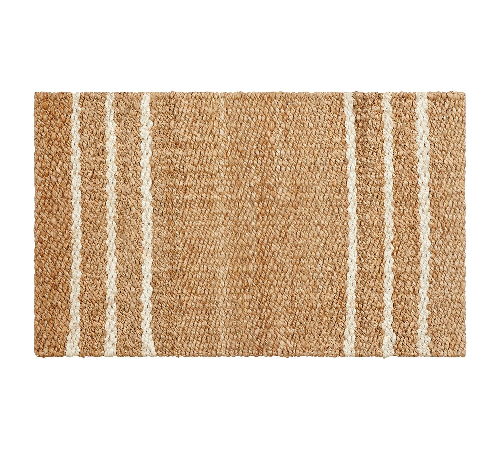 Three Striped Jute Doormat - 18" x 30", Honey/Parchment