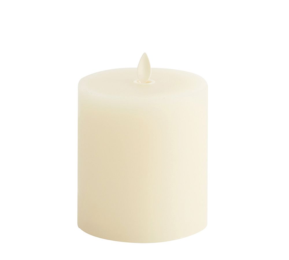 Premium Flickering Flameless Wax Pillar Candle - 3"x3.5" - Ivory