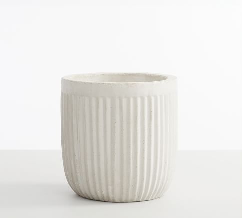 Concrete Fluted Planter, Chalk, 9.45