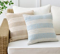 Harbor Textured Striped Outdoor Pillow
