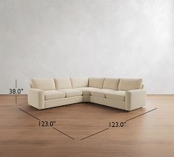 Pearce Modern Square Arm Deep Seat 3-Piece L-Shaped Sectional (123")