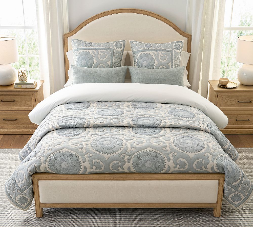 Alanya Suzani Quilt - Chambray, Full/Queen