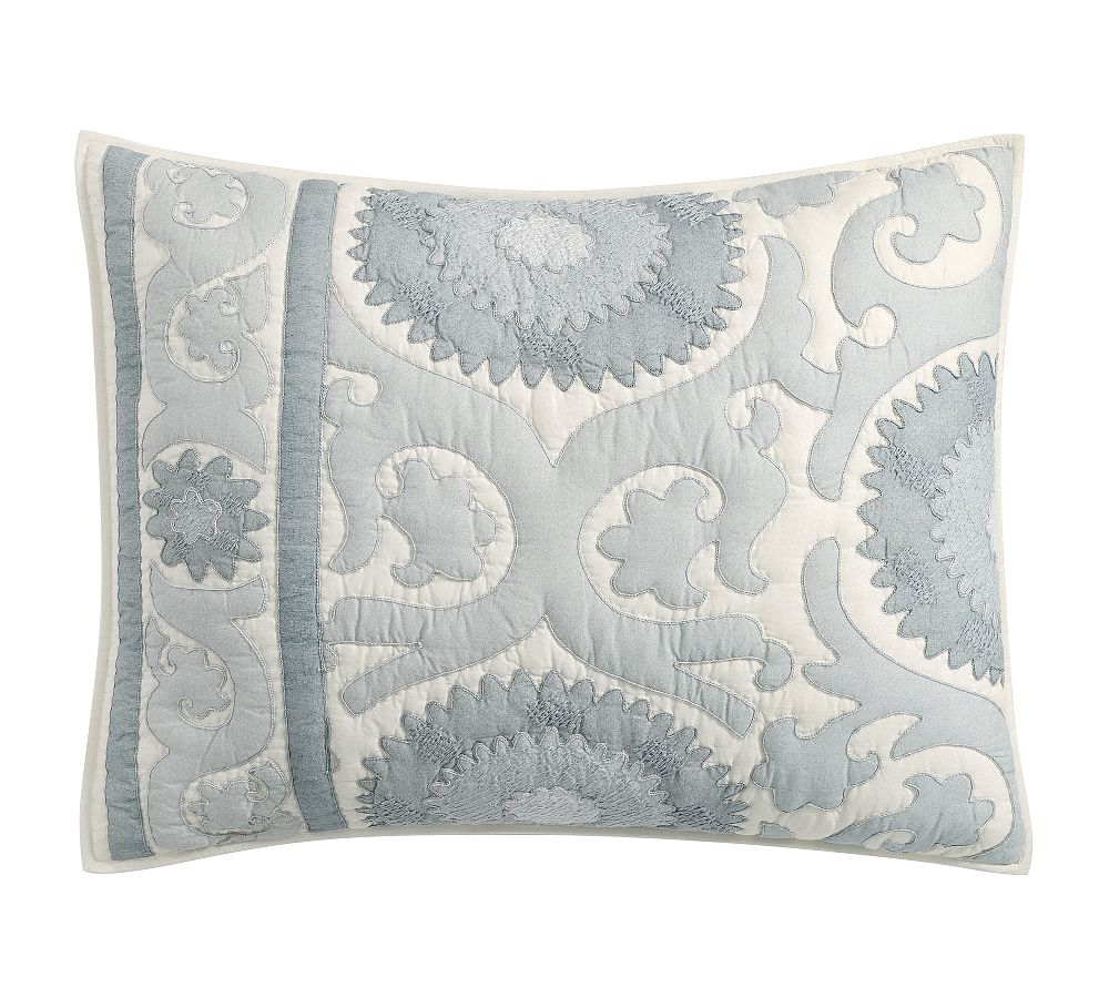Alanya Suzani Quilted Shams - Chambray, Standard