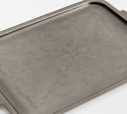 Western Silver &amp; Turquoise Handled Tray