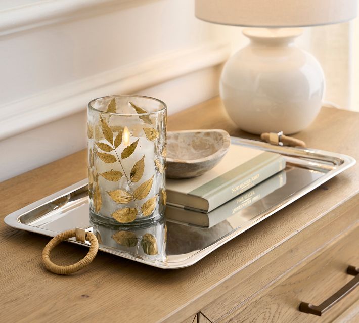 Linden Botanical Hurricane Candle Holder | Pottery Barn