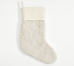 Open Box: Alpaca Faux Fur Stocking, Large - Ivory