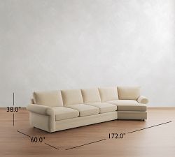 Pearce Roll Arm Deep Seat Cuddle Chaise Sectional (142"&ndash;172")
