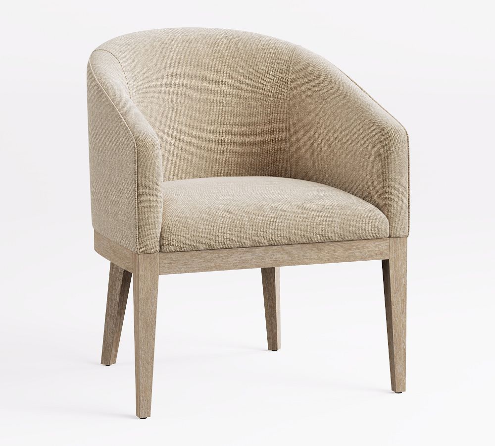 Baldwin Upholstered Dining Chair - Seadrift, Performance Heathered Basketweave Oatmeal