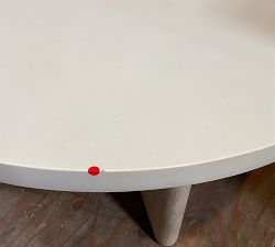 Open Box: Cayman Concrete &amp; Eucalyptus Round Outdoor Nesting Coffee Table (40") - Biscotti, White