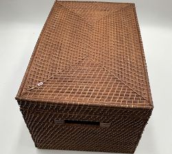 Open Box: Tava Handwoven Lidded Basket, Large (21.75"W x 12"H) - Honey