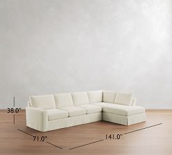 Pearce Square Arm Deep Seat Slipcovered Return Bumper Sectional (115"&ndash;145")