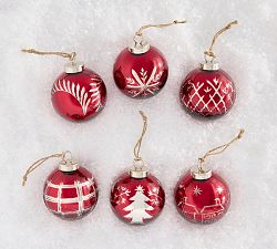 Open Box: Cut Glass Ornament Box, Set of 6 - Red