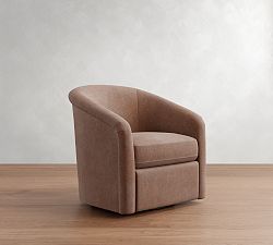 Open Box: Maeve Upholstered Swivel Armchair -  Rustic Chenille Rosewood