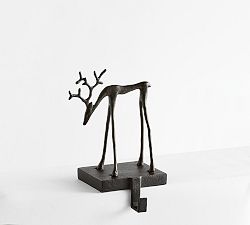 Open Box: Sculpted Reindeer Bowing Stocking Holder - Bronze