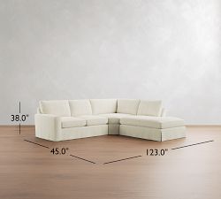 Pearce Square Arm Deep Seat Slipcovered 3-Piece Bumper Sectional (123")