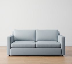 Open Box: Sanford Square Arm Upholstered Sofa (74") - Performance Brushed Heathered Weave Chambray