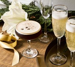 Etched Gold Rim Coupe Glasses - Set of 4