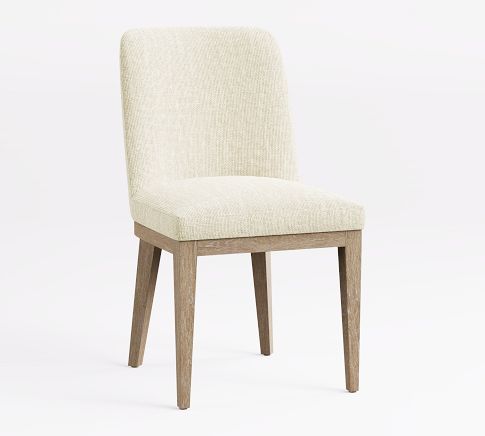 Layton Upholstered Side Dining Chair, Seadrift Legs, Performance Heathered Basketweave Ivory