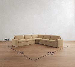 Sierra Slipcovered 3-Piece L-Shaped Wedge Sectional (137"&ndash;147")