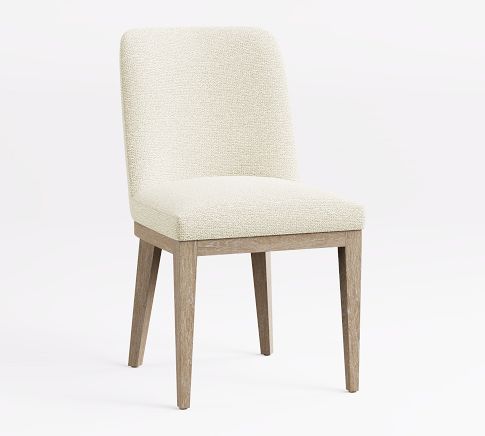 Layton Upholstered Side Dining Chair, Seadrift Legs, Performance Boucle Ivory