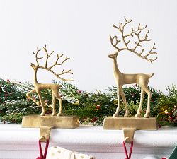 Brass Sculpted Reindeer Stocking Holders