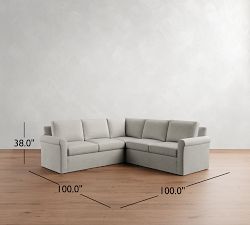 Cameron Modern Roll Arm Slipcovered 3-Piece L-Shaped Sectional (100")