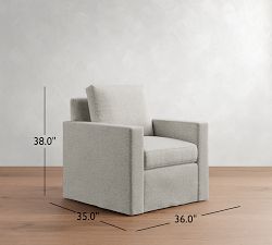 Cameron Modern Square Arm Slipcovered Swivel Chair