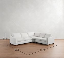 York Slope Arm 3-Piece L-Shaped Wedge Sleeper Sectional (117")