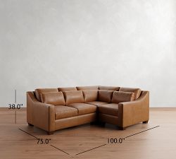 York Slope Arm Deep Seat Leather 3-Piece Sectional (100")