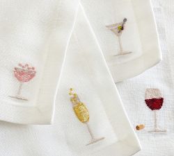 New Years Icon Cotton/Linen Cocktail Coasters - Mixed Set of 4