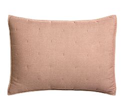 Open Box: Belgian Flax Linen Tufted Quilted Shams, Standard, Set of 3 - Brick