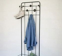 Wall-Mounted Metal Coat Rack &amp; Basket