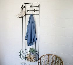 Wall-Mounted Metal Coat Rack &amp; Basket