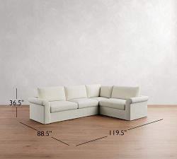 Westwood Roll Arm Slipcovered 3-Piece Sectional (124")
