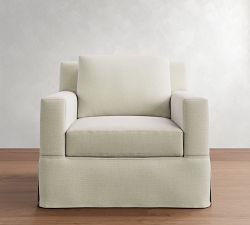 York Square Arm Slipcovered Swivel Chair