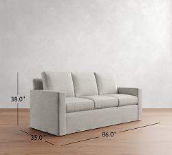 Cameron Modern Square Arm Slipcovered Sleeper Sofa (54"&ndash;86")