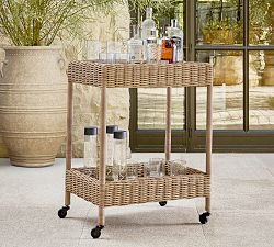 Huntington Wicker Outdoor Rolling Bar Cart (26")