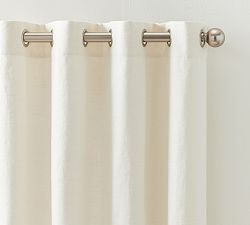 Open Box: Emery Linen Grommet Blackout Curtain, 50"W x 96"L - Ivory