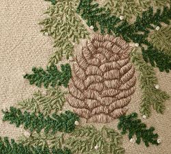 Pinecone Wreath Embroidered Pillow Cover