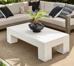 Pomona Concrete Chunky Leg Rectangular Outdoor Coffee Table (50")