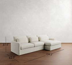 Westwood Slim Arm Deep Seat Slipcovered Chaise Sectional (125"-143")